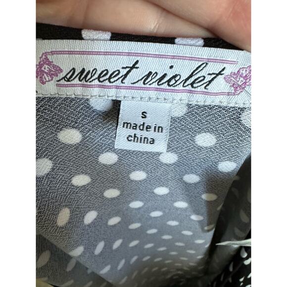 Sweet Violet Womens Tank Sz S Black White Polka Dot Rhinestone Bling NEW - Picture 7 of 8